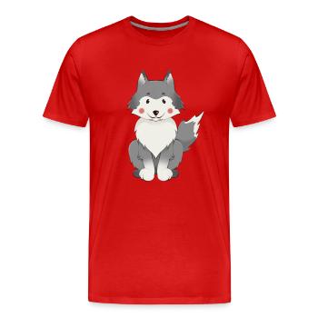 Wolf - Männer Premium Bio T-Shirt - Rot - Vorne - Damien (186cm)