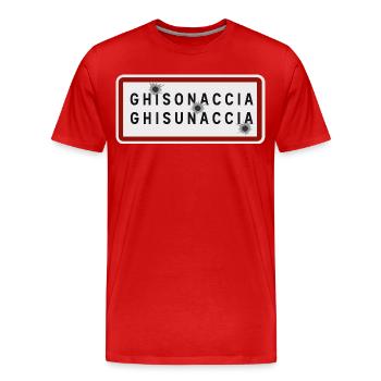 Panneau d’entrée de la ville de Ghisonaccia - T-shirt bio Premium Homme - rouge - Devant - Damien (186cm)
