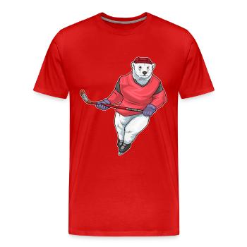 Eisbär Eishockey Eishockeyschläger - Männer Premium Bio T-Shirt - Rot - Vorne - Damien (186cm)