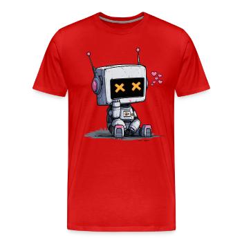 Robot amoureux - T-shirt bio Premium Homme - rouge - Devant - Damien (186cm)