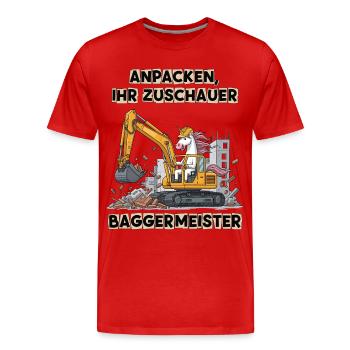 Maître excavatrice licorne - T-shirt bio Premium Homme - rouge - Devant - Damien (186cm)