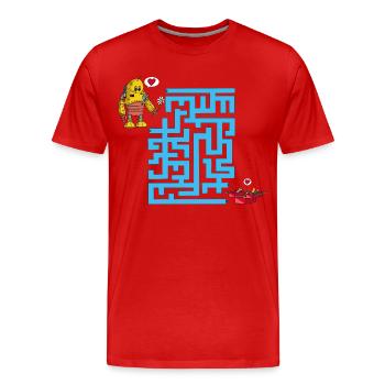 Le labyrinthe de l'amour - T-shirt bio Premium Homme - rouge - Devant - Damien (186cm)
