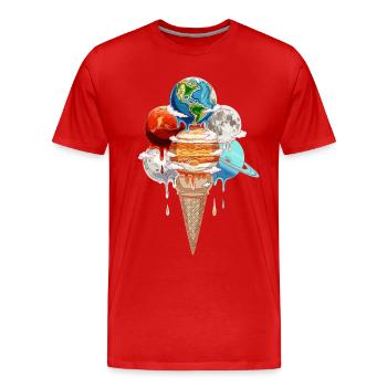 Planeten Eiscreme Kosmische Einskugel - Männer Premium Bio T-Shirt - Rot - Vorne - Damien (186cm)