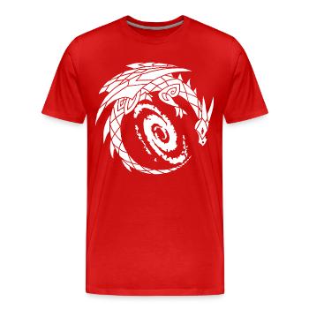 Drache und Galaxie - Männer Premium Bio T-Shirt - Rot - Vorne - Damien (186cm)