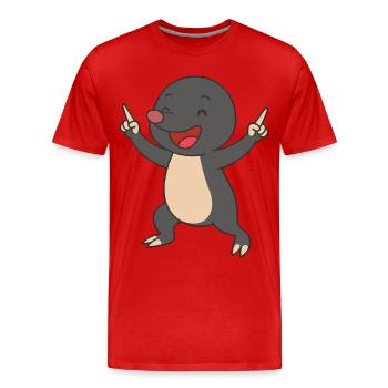 Taupe heureuse - T-shirt bio Premium Homme - rouge - Devant - Damien (186cm)