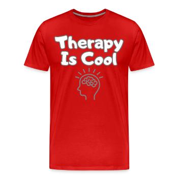 Therapy Is Cool – Therapie Statement Shirt - Men's Premium Organic T-Shirt - red - Front - Damien (186cm)