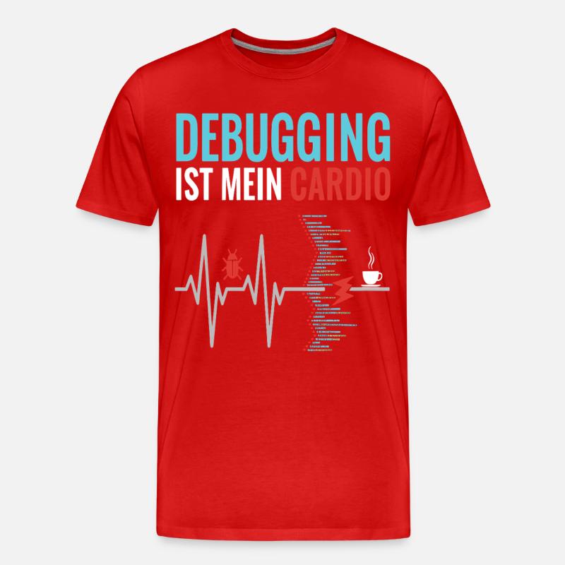 Debugging ist mein Cardio - Programmierer Nerd - Männer Premium Bio T-Shirt - Rot