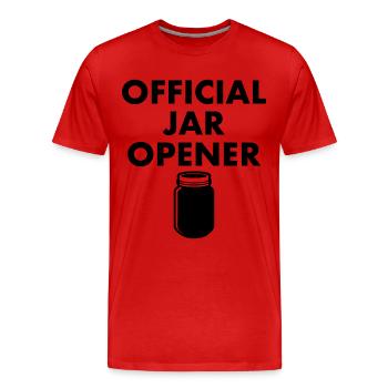 Ouvre-bocal officiel - T-shirt bio Premium Homme - rouge - Devant - Damien (186cm)