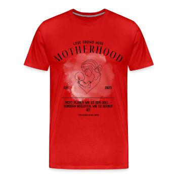 Motherhood EST 2025 – Design de la parentalité douce - T-shirt bio Premium Homme - rouge - Devant - Damien (186cm)