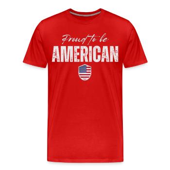Fier Américain, j’aime l’Amérique - T-shirt bio Premium Homme - rouge - Devant - Damien (186cm)