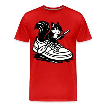 Squirrel in sneakers! - Men's Premium Organic T-Shirt - red - Front - Damien (186cm)