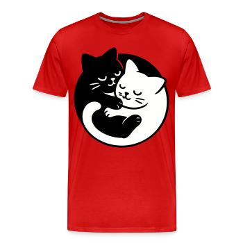 Chats Yin-Yang - T-shirt bio Premium Homme - rouge - Devant - Damien (186cm)