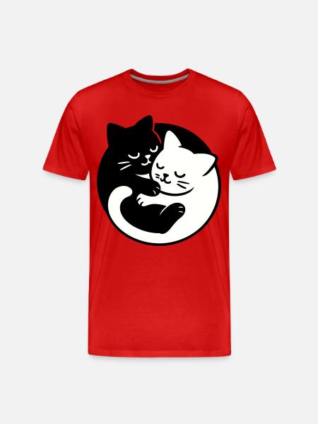 Chats Yin-Yang - T-shirt bio Premium Homme - rouge