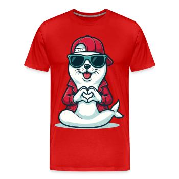 Amour et nageoire - T-shirt bio Premium Homme - rouge - Devant - Damien (186cm)