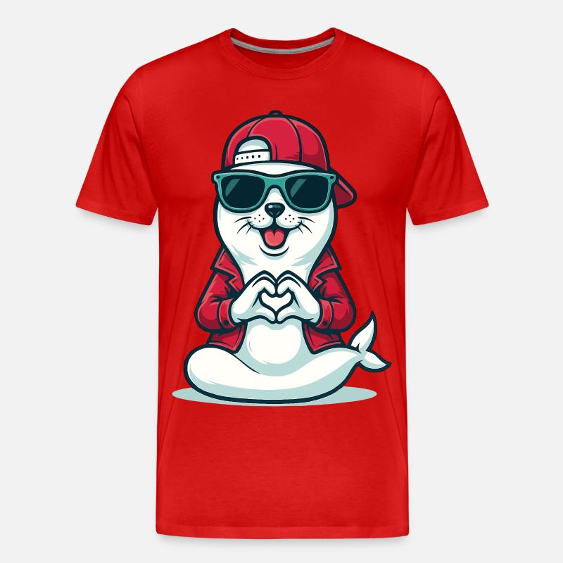Love & Flosse - Männer Premium Bio T-Shirt - Rot