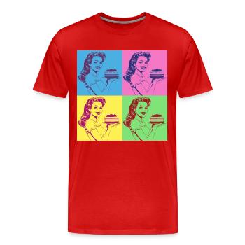 Baking Cake Baking Queen Baking Fairy Baker Pop Art - Men's Premium Organic T-Shirt - red - Front - Damien (186cm)