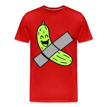 Gurke mit Tape - Männer Premium Bio T-Shirt - Rot - Vorne - Damien (186cm)