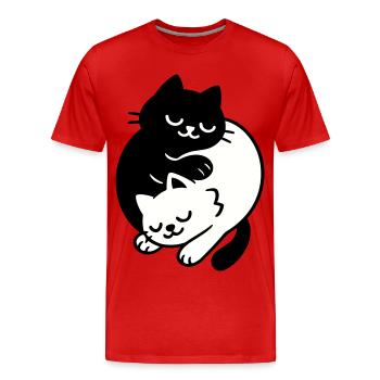 Chats Ying-Yang #2 - T-shirt bio Premium Homme - rouge - Devant - Damien (186cm)