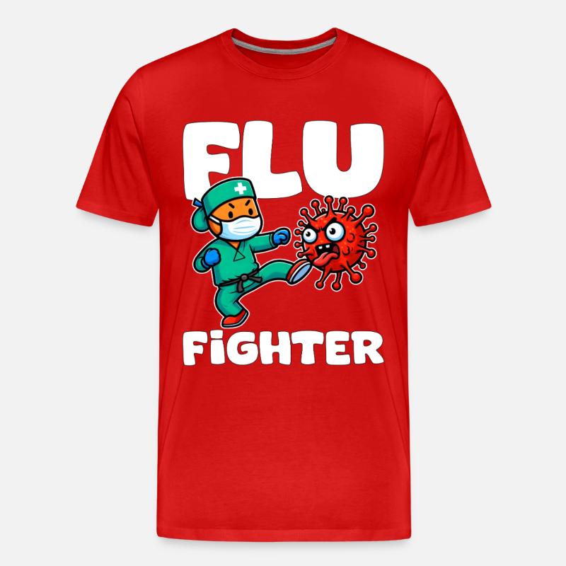 FLU FIGHTER - KRANKENSCHWESTER GESCHENK - Männer Premium Bio T-Shirt - Rot