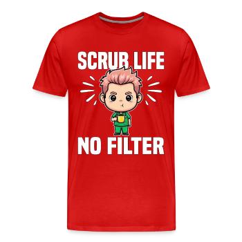 SCRUB LIFE, SANS FILTRE - DOCTOR GIFT - T-shirt bio Premium Homme - rouge - Devant - Damien (186cm)