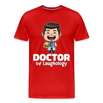 DOCTEUR EN LAUGHOLOGIE - CADEAU DOCTEUR - T-shirt bio Premium Homme - rouge - Devant - Damien (186cm)