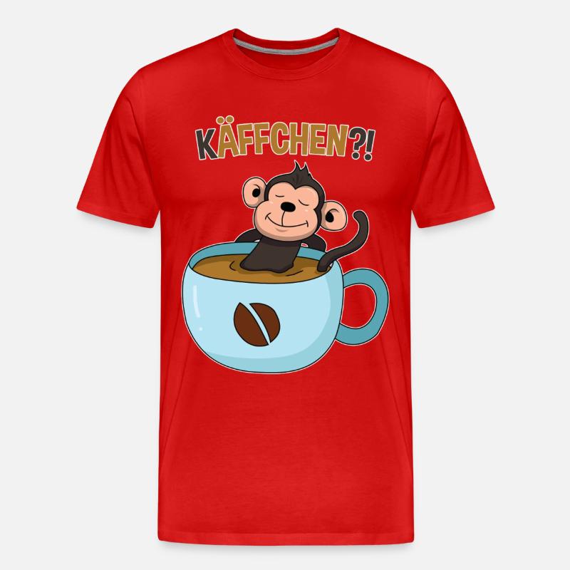 Coffee break with monkey - Men's Premium Organic T-Shirt - red