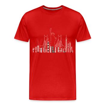 Gratte-ciel New York avec Statue de la Liberté - T-shirt bio Premium Homme - rouge - Devant - Damien (186cm)