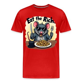 Rebellratte – Eat the Rich with a bite - Men's Premium Organic T-Shirt - red - Front - Damien (186cm)