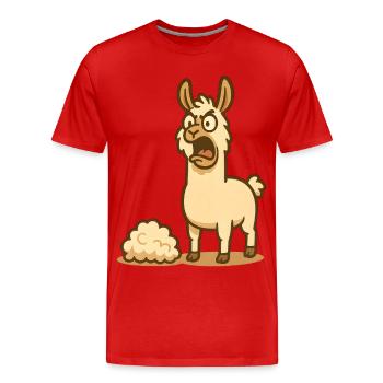 Humorvolle Lama Illustration  - Männer Premium Bio T-Shirt - Rot - Vorne - Damien (186cm)