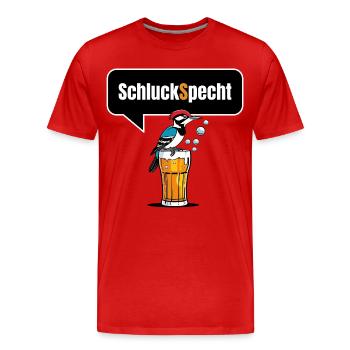 Lustiges Trinkspruch Shirt- SchluckSpecht - Männer Premium Bio T-Shirt - Rot - Vorne - Damien (186cm)
