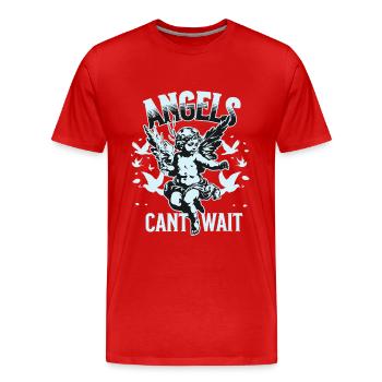 T-shirt Angel Unisexe Angels Can’t Wait VintageTee - T-shirt bio Premium Homme - rouge - Devant - Damien (186cm)