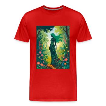 Mère Nature dans la forêt enchantée - T-shirt bio Premium Homme - rouge - Devant - Damien (186cm)