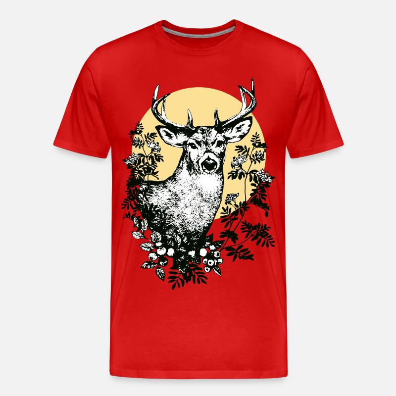 Hirsch - Männer Premium Bio T-Shirt - Rot