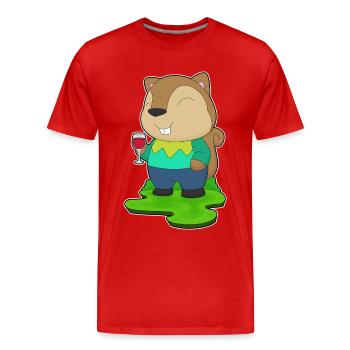 Eichhörnchen Rotwein - Männer Premium Bio T-Shirt - Rot - Vorne - Damien (186cm)