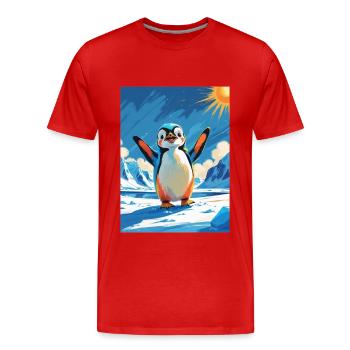 Winziger Pinguin in der pulsierenden Arktis - Männer Premium Bio T-Shirt - Rot - Vorne - Damien (186cm)