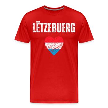 J’adore le Luxembourg, drapeau du Luxembourg - T-shirt bio Premium Homme - rouge - Devant - Damien (186cm)