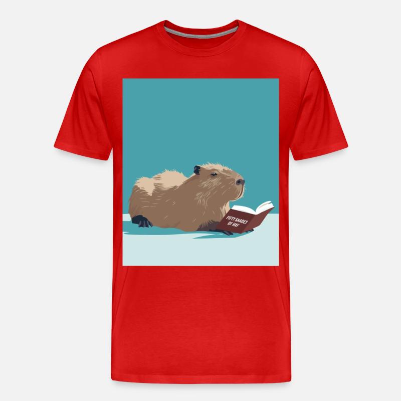 Capybara Reading – Funny Booktok Design - Männer Premium Bio T-Shirt - Rot