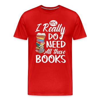 Written Shopaholite - Men's Premium Organic T-Shirt - red - Front - Damien (186cm)