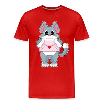 Cat Love Letter - Men's Premium Organic T-Shirt - red - Front - Damien (186cm)