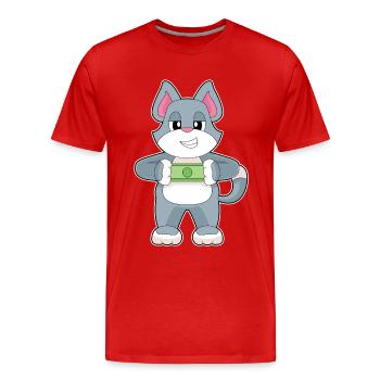 Billet de banque chat - T-shirt bio Premium Homme - rouge - Devant - Damien (186cm)