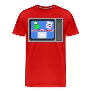 I'm a 90's Gamer - Men's Premium Organic T-Shirt - red - Front - Damien (186cm)