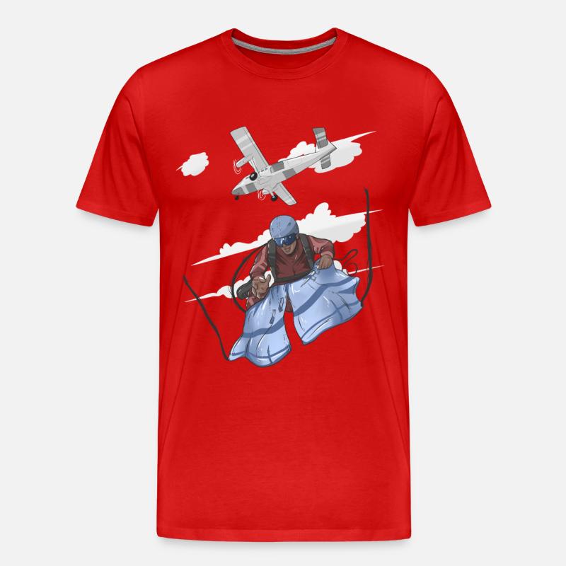 Luftschirmsprung Pilot Illustration - Männer Premium Bio T-Shirt - Rot