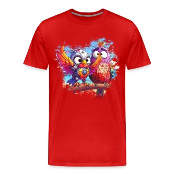 Strandroboter Vögel, Licht, Freude, Farben - Männer Premium Bio T-Shirt - Rot - Vorne - Damien (186cm)