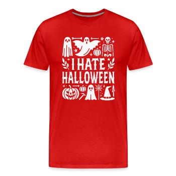 Horror-Inspired Halloween Ghost Skeleton Design - Men's Premium Organic T-Shirt - red - Front - Damien (186cm)