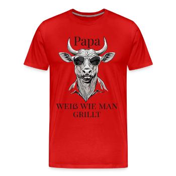 Papa sait faire des grillades - T-shirt bio Premium Homme - rouge - Devant - Damien (186cm)