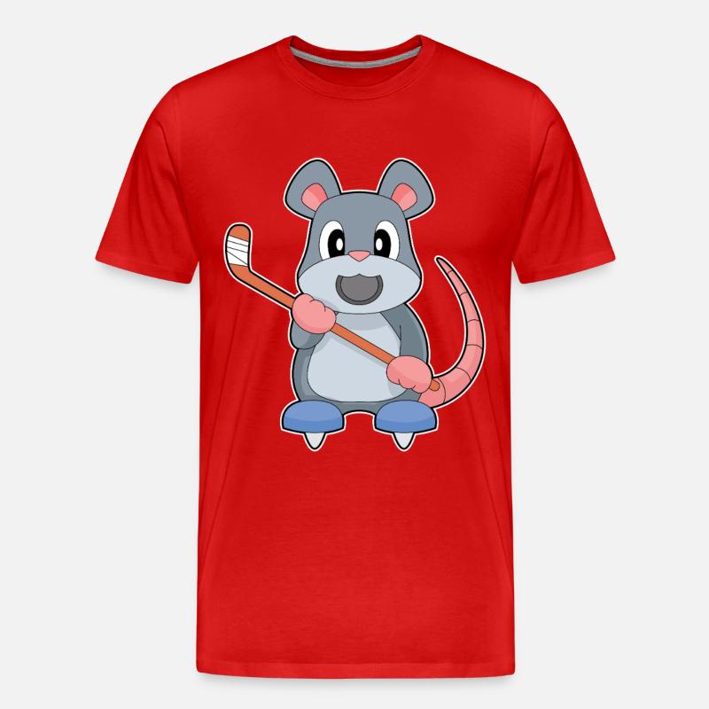 Maus Eishockey Eishockeyschläger - Männer Premium Bio T-Shirt - Rot