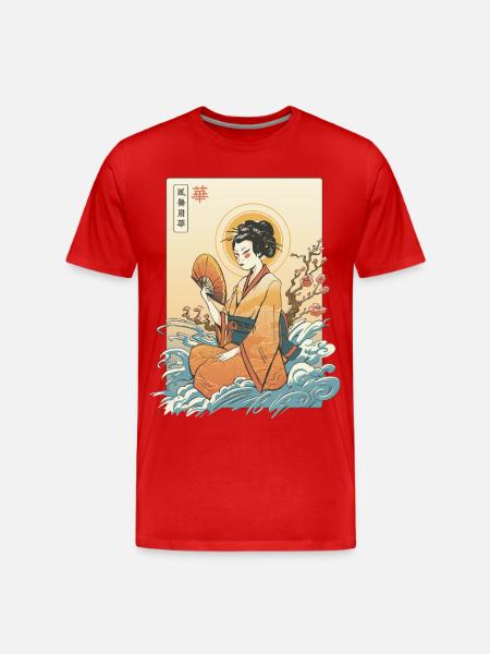 Women's Traditional and Natural Kimono - Men's Premium Organic T-Shirt - red