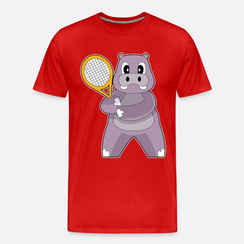 Nilpferd TennisTennisschläger - Männer Premium Bio T-Shirt - Rot