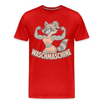 Waschmaschine Waschbär Frau witzig Gym Geschenk - Männer Premium Bio T-Shirt - Rot - Vorne - Damien (186cm)