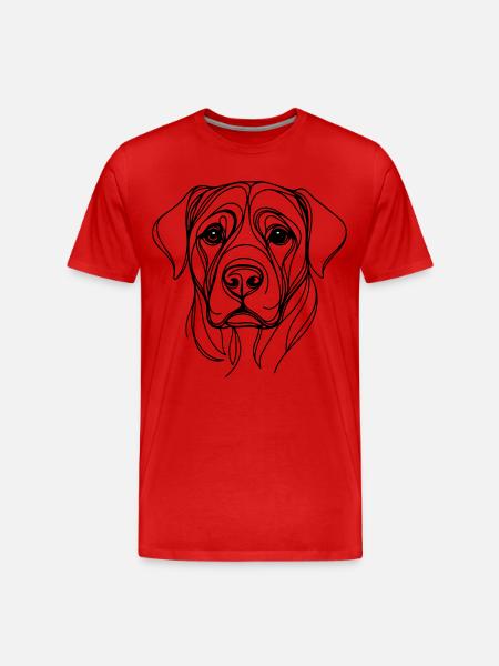 Dog_line_art_1 - Männer Premium Bio T-Shirt - Rot